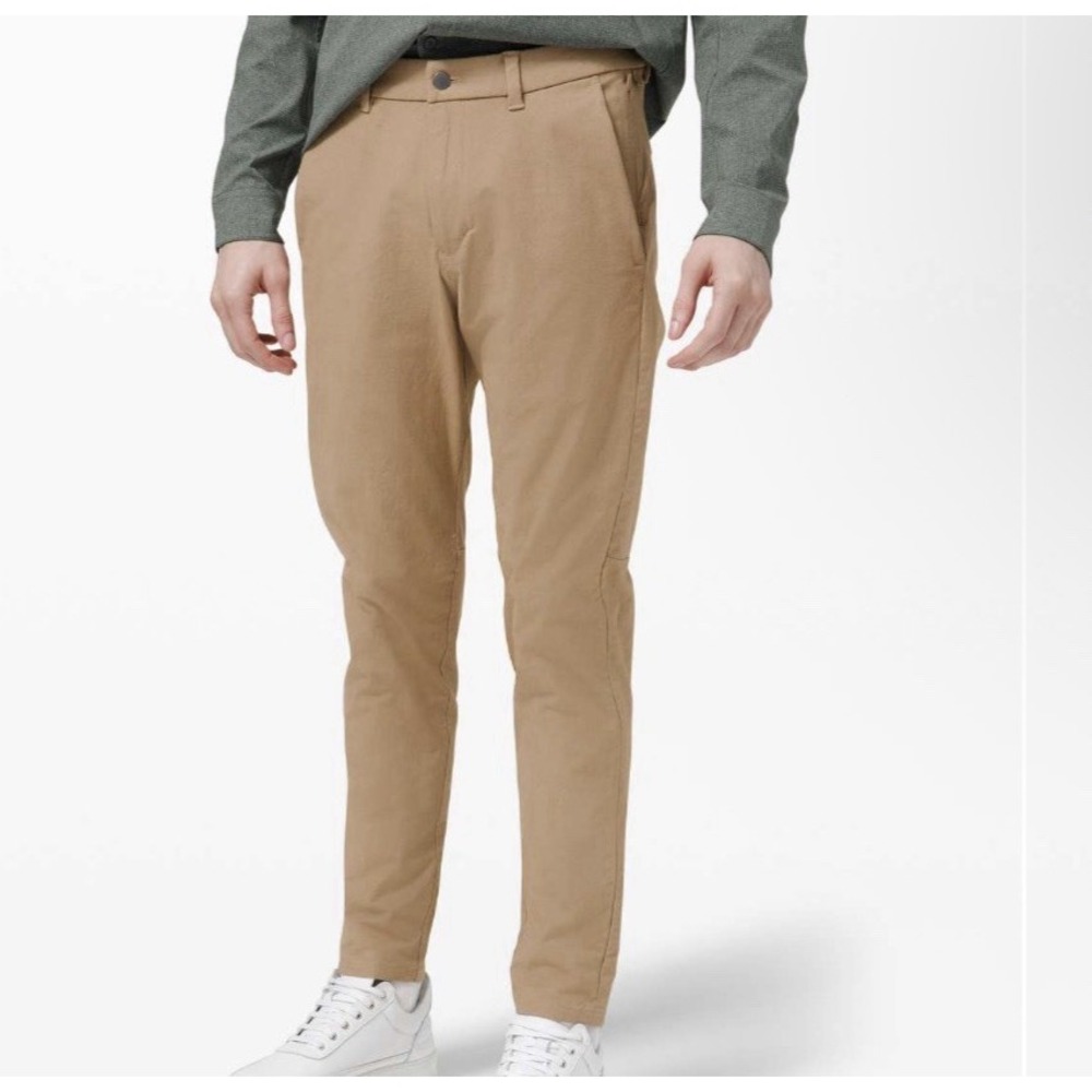 Lululemon Mens Commission Pant Slim Earth Dye Sand Khaki Size 34x27 Stretch City